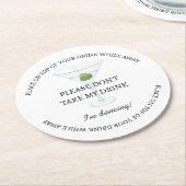 Zwart & Wit Neem mijn Drink bruiloft niet Ronde Kartonnen Onderzetter (Gebogen)