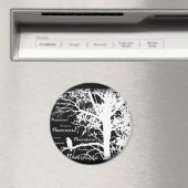 Zwart & Wit Negatief Nevermore Raven Silhouet Magneet (Insitu (Vaatwasser))