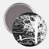 Zwart & Wit Negatief Nevermore Raven Silhouet Magneet (Voorkant / Achterkant)