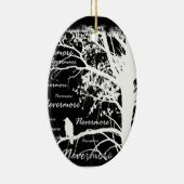 Zwart-wit negatief Nevermore Raven Silhouette Keramisch Ornament (Rechts)