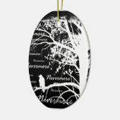 Zwart-wit negatief Nevermore Raven Silhouette Keramisch Ornament (Links)
