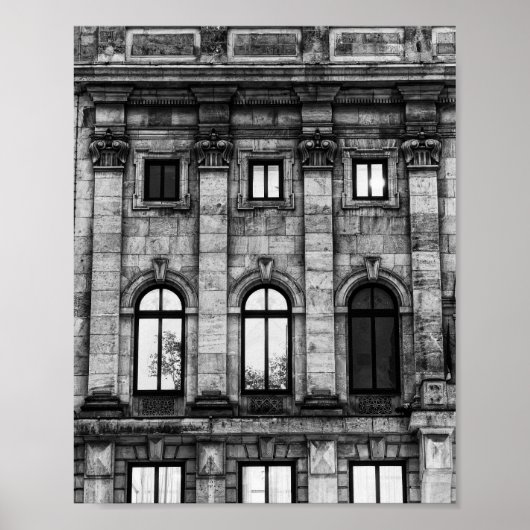 Zwart-wit neoclassicistische gevel poster (Voorkant)