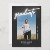 Zwart-wit neon foto afstuderen kaart (Voorkant)