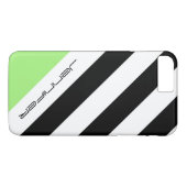 Zwart, Wit & Neon Groen Streep met Aangepaste Naam Case-Mate iPhone Case (Achterkant (Horizontaal))