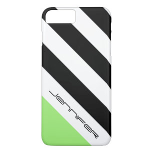 Zwart, wit & neon groene streep met eigen naam Case-Mate iPhone case