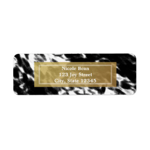 Zwart Wit & Nep Goud Chic Moderne Adreslabels Etiket