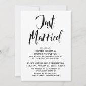 Zwart & Wit Net Getrouwd Typografie Ontvangst Kaart (Voorkant)