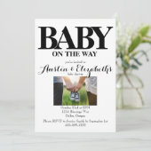 Zwart wit neutraal, eenvoudig modern Baby shower Kaart (Staand voorkant)