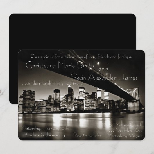 Zwart-wit New York bij nacht Kaart (Voorkant / Achterkant)