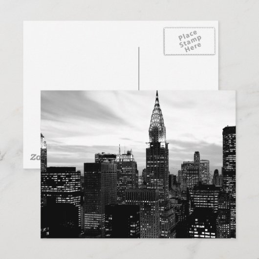 Zwart & Wit New York Briefkaart (Voorkant / Achterkant)