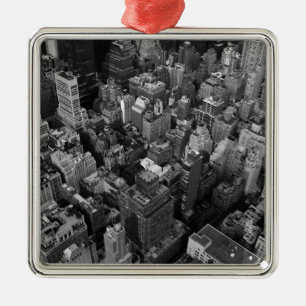 Zwart-wit New York City Night Skyline Metalen Ornament