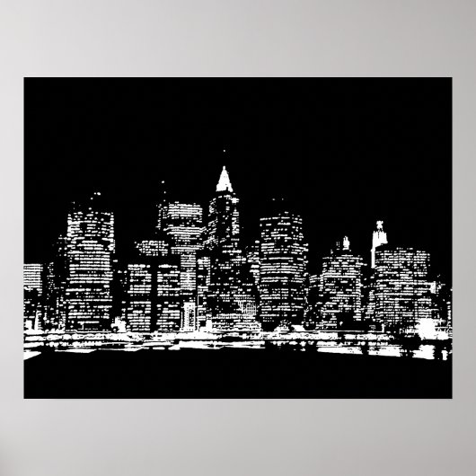 Zwart-wit New York City Pop Art Poster (Voorkant)