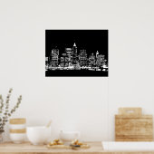 Zwart-wit New York City Pop Art Poster (Keuken)