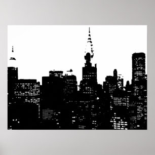 Zwart-wit New York City Pop Art Poster