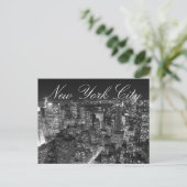 Zwart-wit New York City Script-Briefkaart Briefkaart (Staand voorkant)