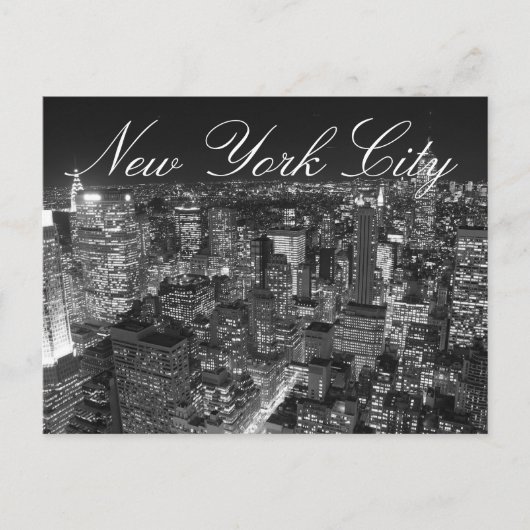 Zwart-wit New York City Script-Briefkaart Briefkaart (Voorkant)