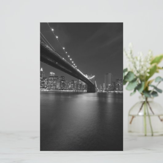 Zwart Wit New York City Silhouet Briefpapier (Staand voorkant)