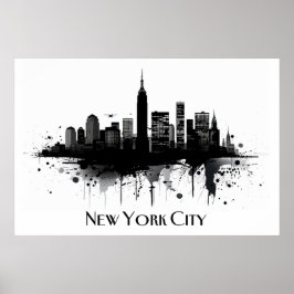 Zwart-wit New York City Skyline Poster