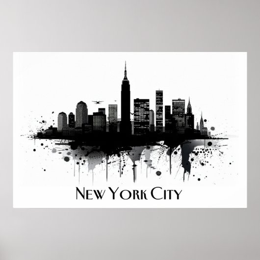 Zwart-wit New York City Skyline Poster (Voorkant)