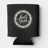 Zwart-wit New York City Thema Logo Blikjeskoeler (Achterkant)