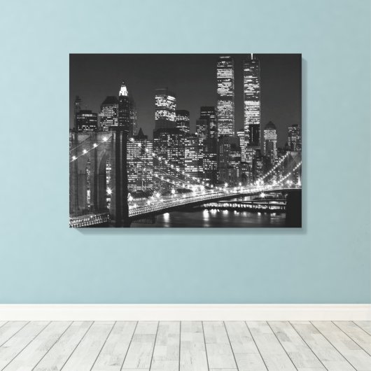 Zwart & Wit New York City Verpakt Canvas (Insitu (Houten vloer))
