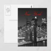 Zwart-wit New York Red Script Post Kaart (Voorkant / Achterkant)