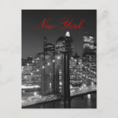 Zwart-wit New York Red Script Post Kaart (Voorkant)