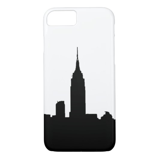 Zwart Wit New York Silhouet iPhone 7 Hoesje (Achterkant)