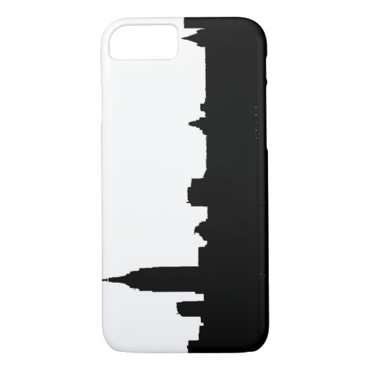 Zwart Wit New York Silhouet iPhone 7 Hoesje (Achterkant)