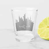 Zwart-wit New York silhouet Shot Glas (Achterkant)