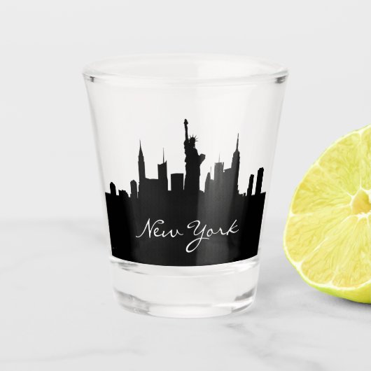 Zwart-wit New York silhouet Shot Glas (Voorkant)