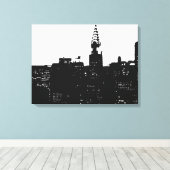 Zwart Wit New York Silhouet Verpakt Canvas Afdruk (Insitu (Houten vloer))