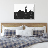 Zwart Wit New York Silhouet Verpakt Canvas Afdruk (Insitu (Slaapkamer))