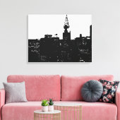 Zwart Wit New York Silhouet Verpakt Canvas Afdruk (Insitu (Woonkamer))