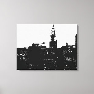 Zwart Wit New York Silhouet Verpakt Canvas Afdruk