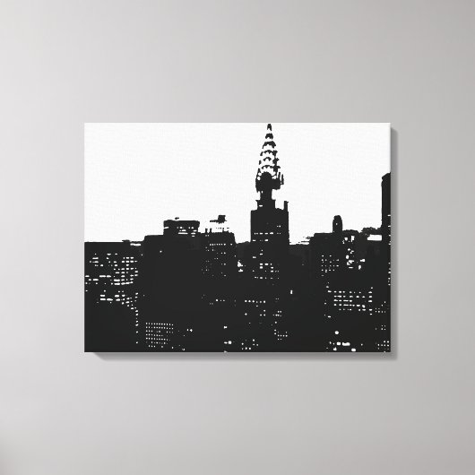 Zwart Wit New York Silhouet Verpakt Canvas Afdruk (Voorkant)