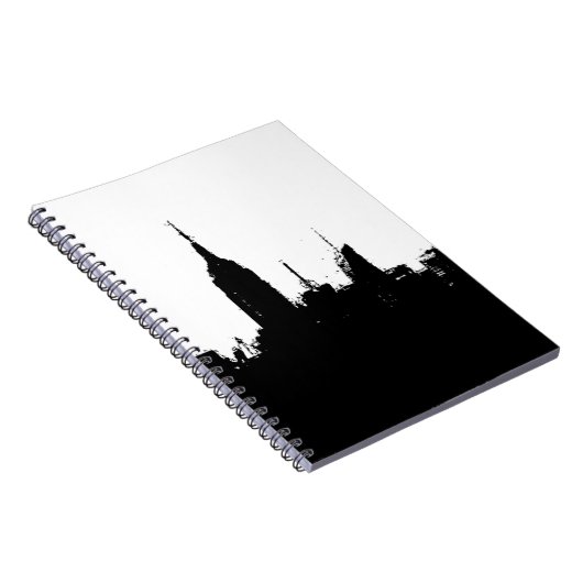 Zwart Wit New York Silhouette Skyline Notitieboek (Rechterzijde)