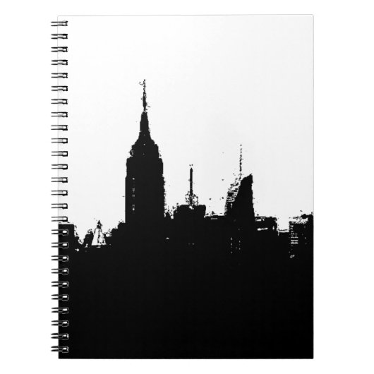Zwart Wit New York Silhouette Skyline Notitieboek (Voorkant)