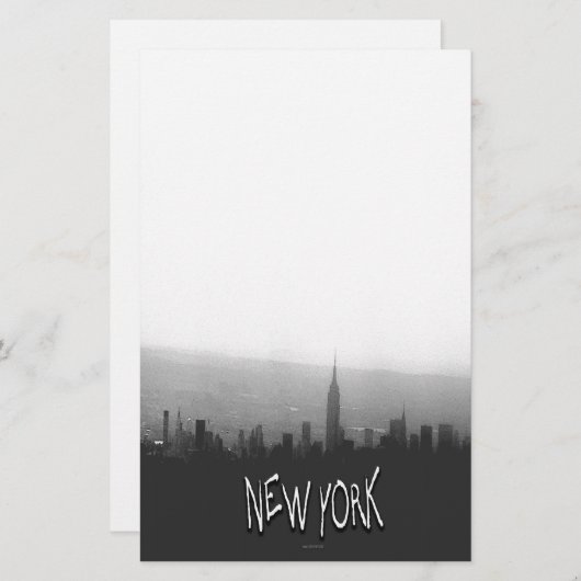 Zwart-wit New York Skyline Briefpapier (Voorkant / Achterkant)