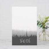 Zwart-wit New York Skyline Briefpapier (Staand voorkant)