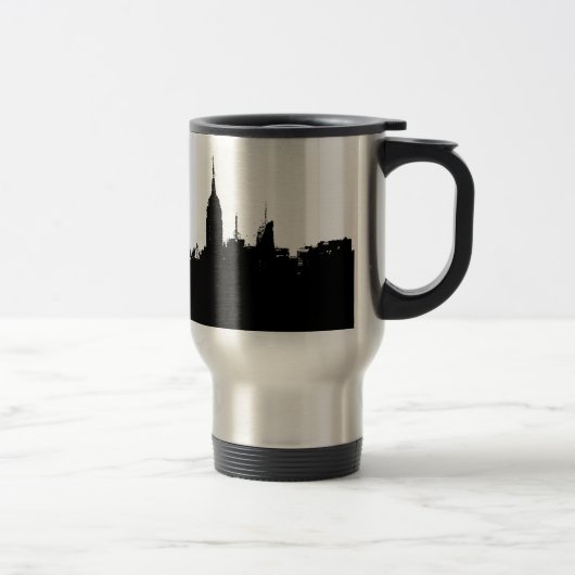 Zwart Wit New York Skyline Silhouet Reizen Mok (Rechts)