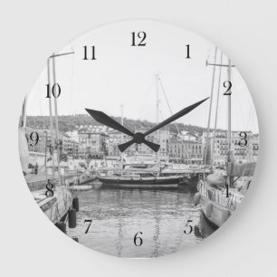 Zwart-wit Nice haven Grote Klok