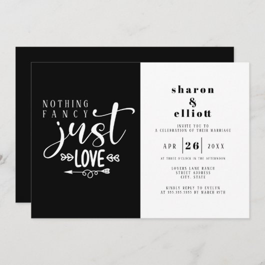 Zwart wit niets Fancy gewoon liefdesweddenschap Kaart (Voorkant / Achterkant)