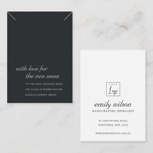 ZWART & WIT NIEUWE MUM CADEAU KETTING DISPLAY KAAR PLAATSKAARTJE (Voorkant / Achterkant)