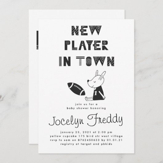 Zwart-wit nieuwe speler in het Baby shower van Tow Kaart (Voorkant / Achterkant)