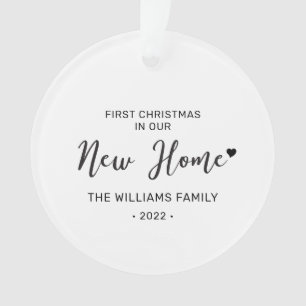 Zwart & Wit Nieuwe Thuis Eerste Kerst Foto Ornament