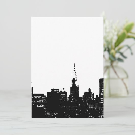 Zwart & Wit Nieuwe Uitnodiging New York (Staand voorkant)