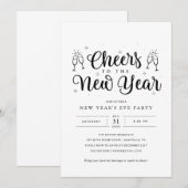 Zwart & Wit Nieuwjaar Eva Party uitnodiging (Voorkant / Achterkant)