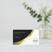 Zwart-wit Noble Gold Decor met Logo Modern Visitekaartje (Staand voorkant)