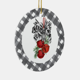 Zwart-wit Noël Keramisch Ornament